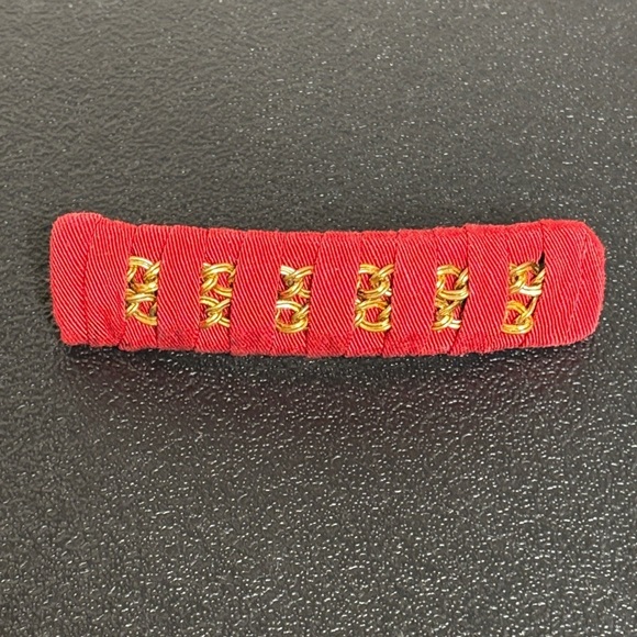 Vintage Hair Clip Barrette Red Fabric Braided Ribbon Chain Made in France main image 4